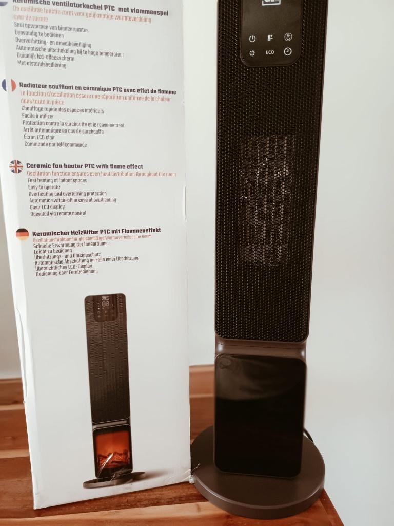 Ventilatorkachel, elektr./keramisch+vlammenspel,afstandsbed., Overige soorten, Elektrisch, Ophalen of Verzenden, Zo goed als nieuw