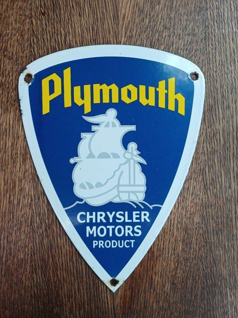 Emaille reclamebord PLYMOUTH Chrysler MoPaR reclame logo, Verzamelen, Ophalen of Verzenden, Gebruikt, Auto's