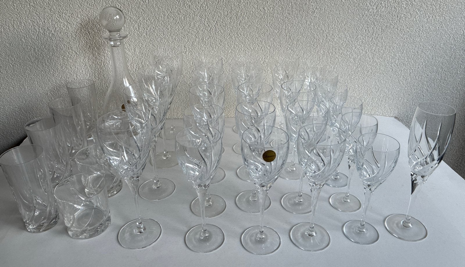 34-delig kristallen glasservies Toscane AH actie, Ophalen, Glas of Glazen, Overige stijlen, Glas