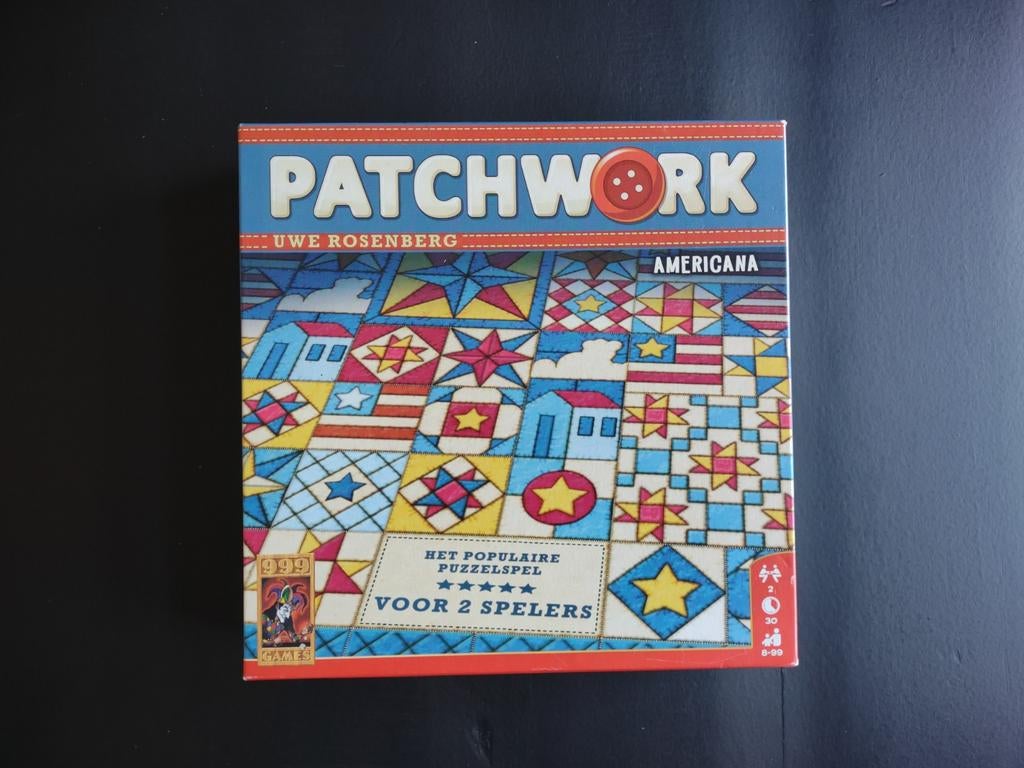 Patchwork Americana - spel van 999 Games, Een of twee spelers, Ophalen of Verzenden, Zo goed als nieuw, 999 Games