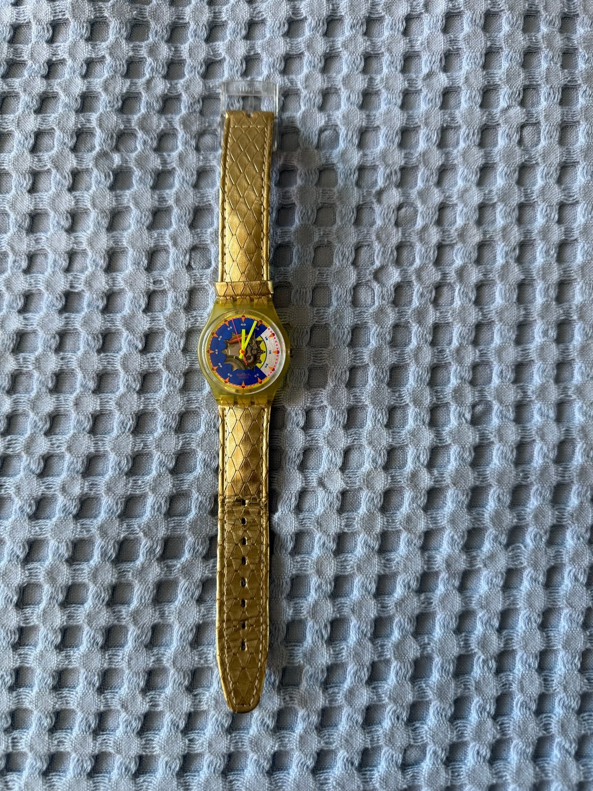 Vintage Swatch Polshorloge Goudkleurig, Ophalen, Kunststof, Gebruikt, Polshorloge
