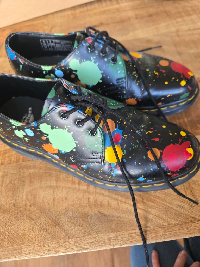 Dr. Martens 1461 Paint Splatter Schoenen, Schoenen met lage hakken, Zwart, Ophalen of Verzenden, Dr. Martens