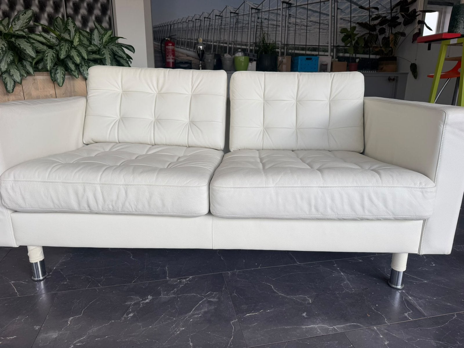 Landskrona bank Ikea leer, Huis en Inrichting, Ophalen, Gebruikt, Tweepersoons, Leer