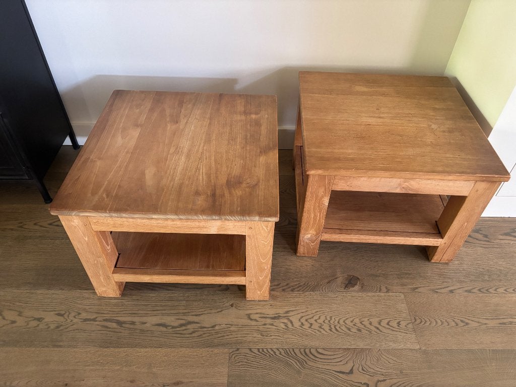 Eiken salontafel (2 stuks), Ophalen, Gebruikt, 50 tot 100 cm, 50 tot 100 cm