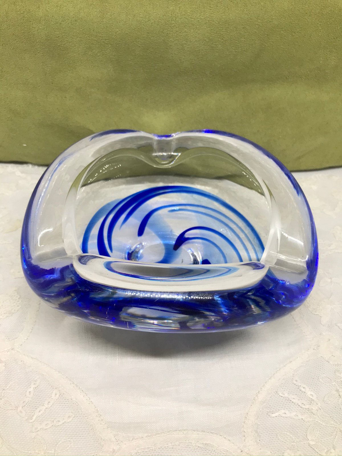 Vintage blauw glazen asbak Max Verboeket (271020), Ophalen of Verzenden