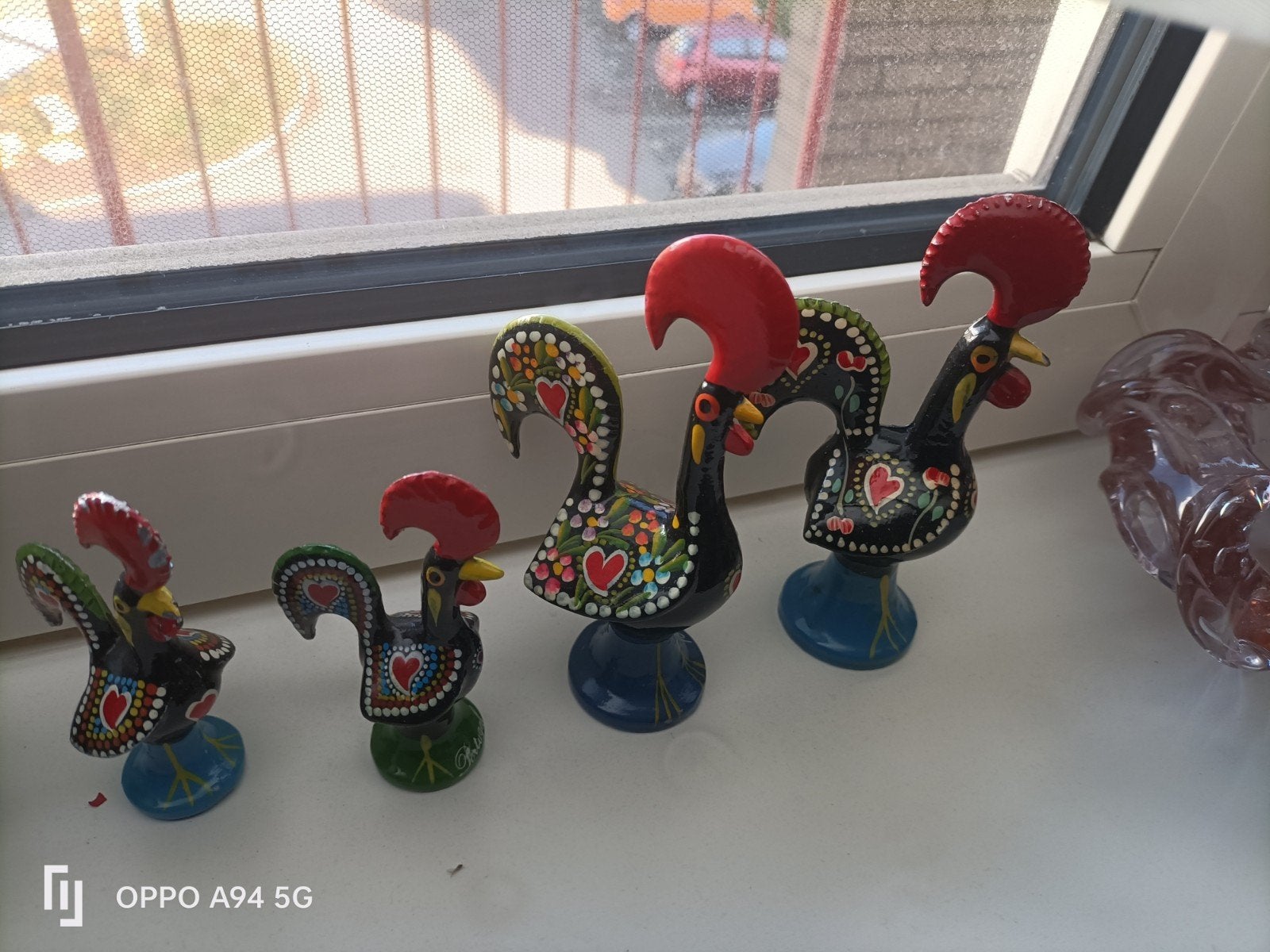 Set van 8 Portugese Barcelos hanen - Handgeschilderd, Vintage, Meerkleurig, Overige materialen, Ophalen of Verzenden