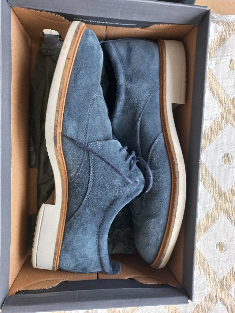 Suède heren schoenen, Ecco, Blauw, Ophalen of Verzenden, Zo goed als nieuw