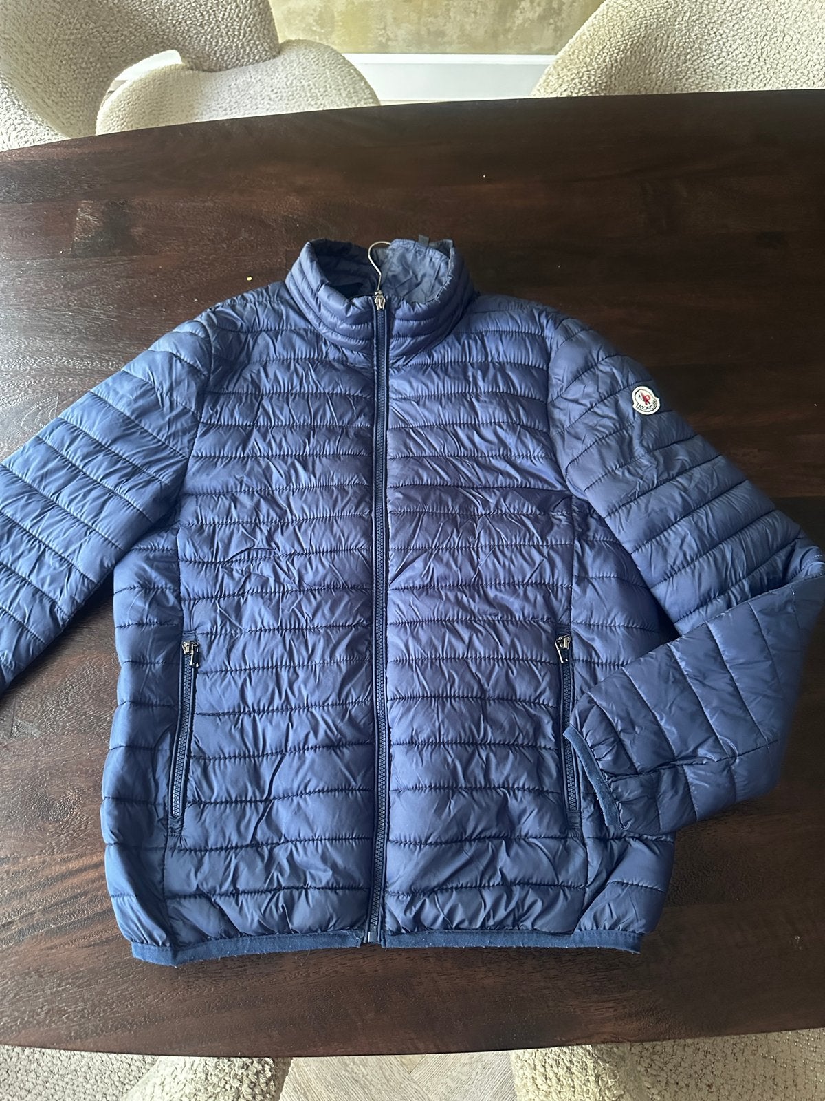Moncler donsjack heren - Zo goed als nieuw, Kleding | Heren, Ophalen of Verzenden, Zo goed als nieuw, Maat 52/54 (L), Blauw