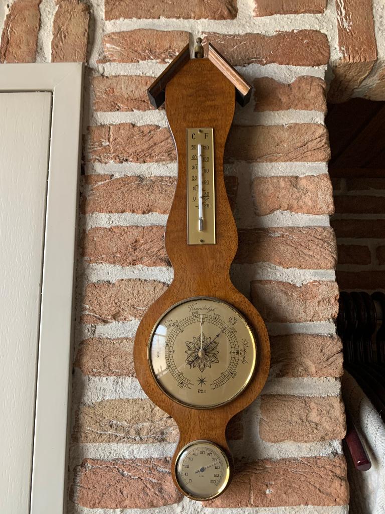 Houten barometer vintage, Audio, Tv en Foto, Weerstations en Barometers, Ophalen, Zo goed als nieuw, Barometer