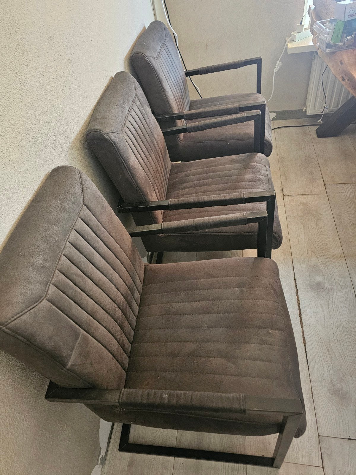 6 Antraciete Eetkamerstoelen van Pronto, Ophalen, Gebruikt, Overige kleuren, Stof