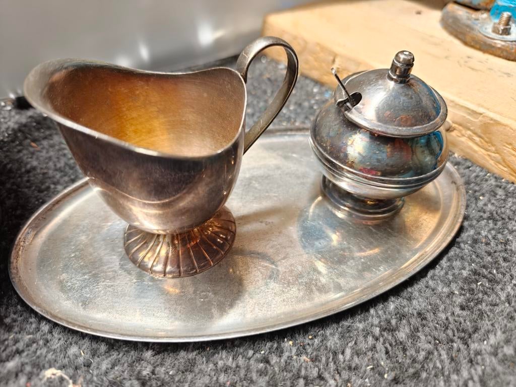 vintage verzilverd roomstel, Ophalen of Verzenden