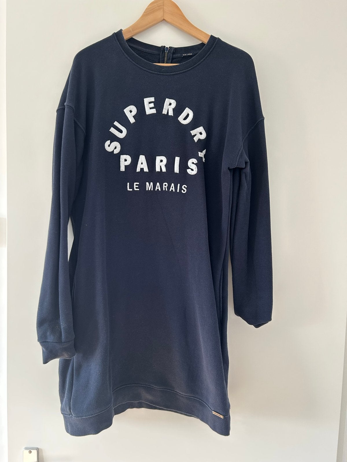 Superdry jurk maat L, Blauw, Maat 42/44 (L), Ophalen of Verzenden, Gedragen