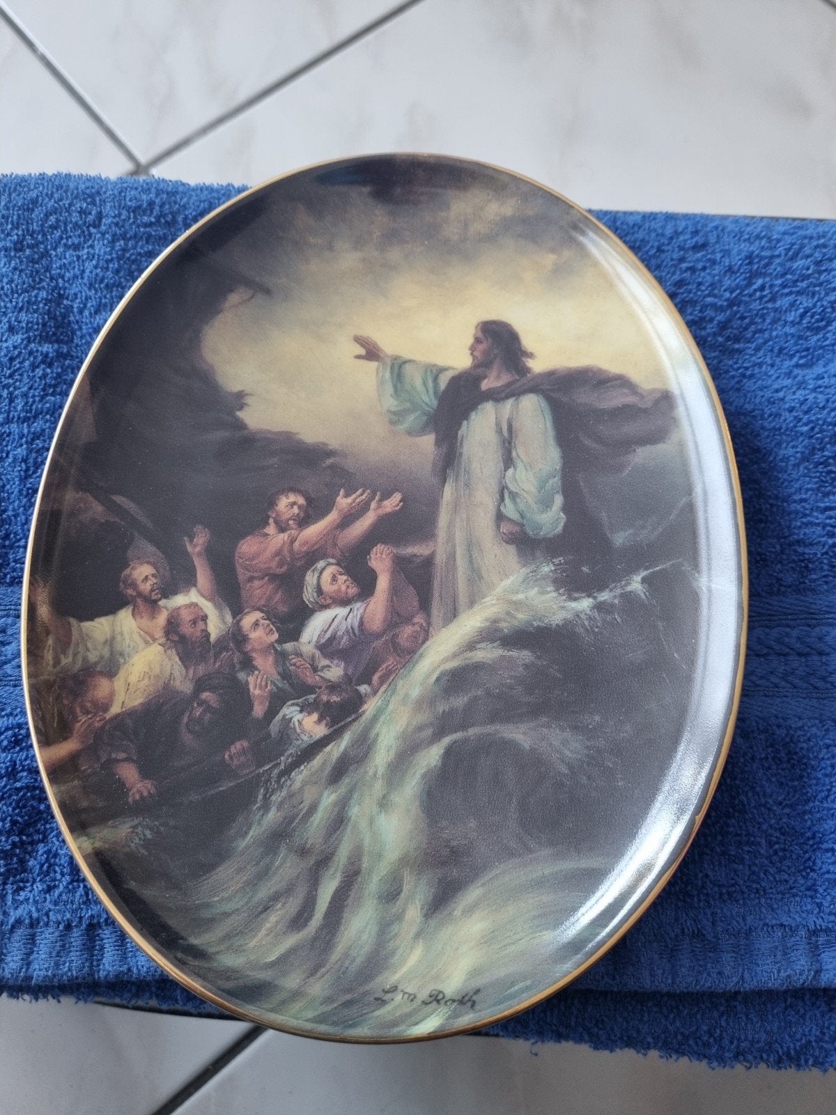 "De Jongeren in de Storm" Jezus, Antiek en Kunst, Antiek | Wandborden en Tegels, Ophalen of Verzenden