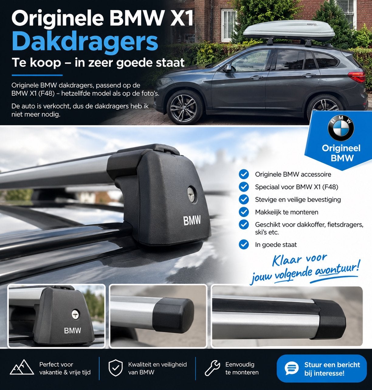 Originele BMW X1 F48 dakdragers |BMW origineel| zeer netjes, Auto diversen, Ophalen, Zo goed als nieuw