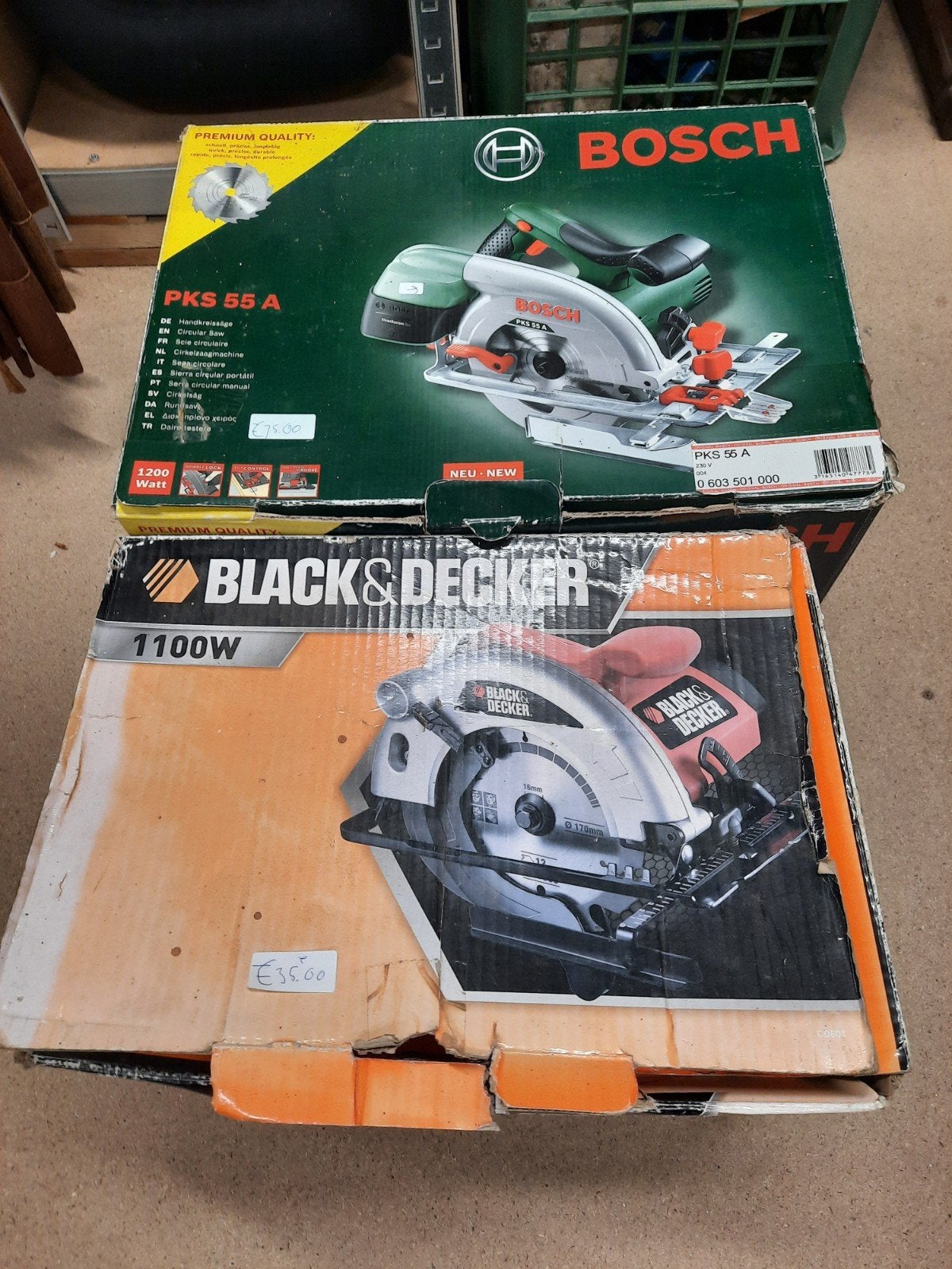 Handcirkelzaag Bosch of Bkack&decker, Ophalen, Minder dan 600 watt, Decoupeerzaag, 30 tot 70 mm