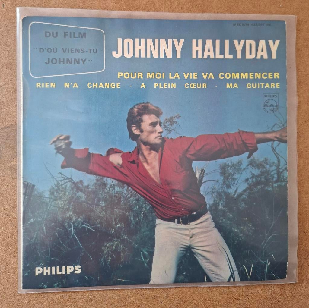 Hallyday, Johnny  - EP  - 4 nummers - Pour moi la vie - TOP, Ophalen of Verzenden, Gebruikt, Pop