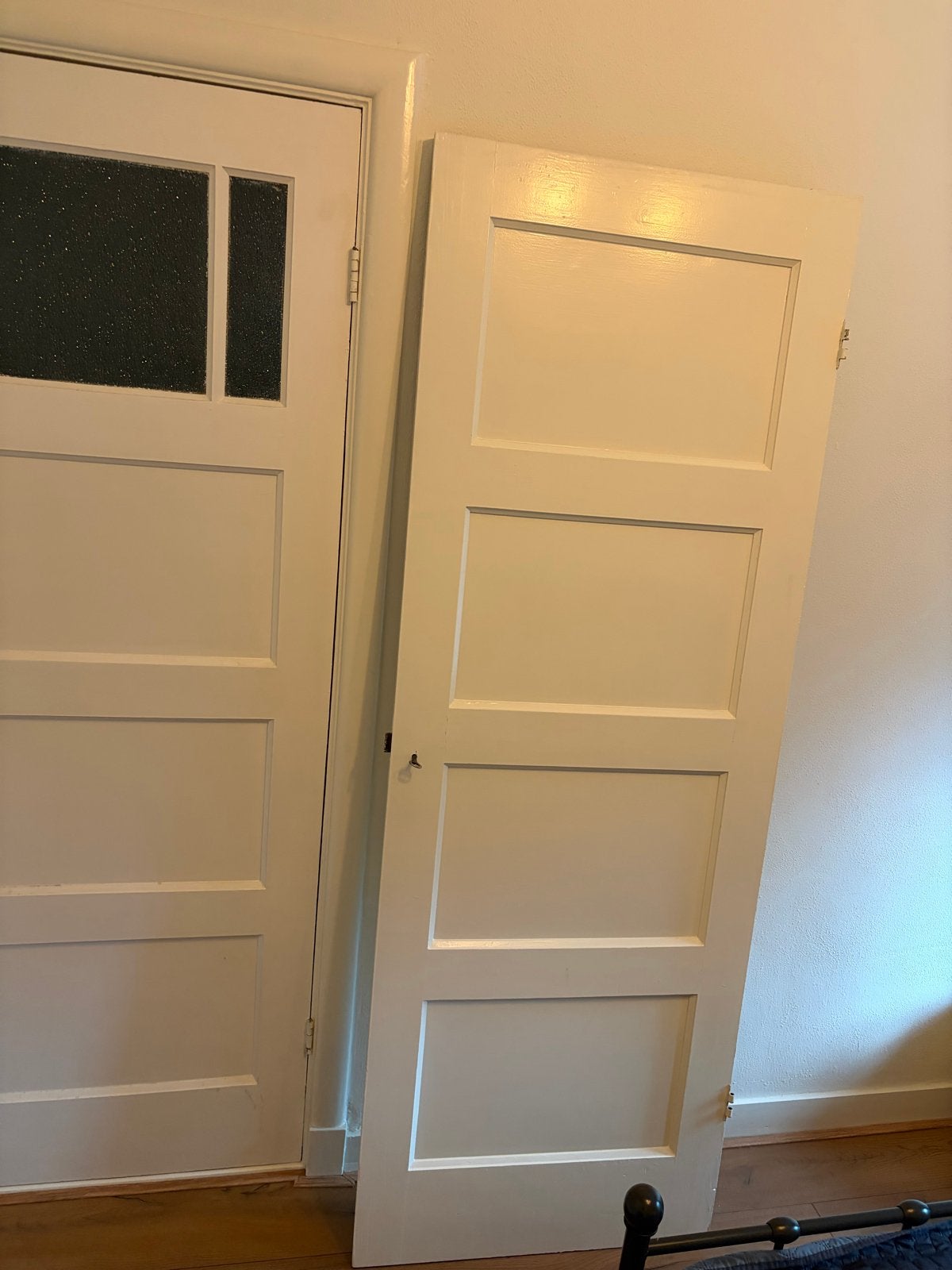 Witte binnendeur met panelen & kapstok (paneeldeur jaren 30), Doe-het-zelf en Verbouw, Ophalen, Gebruikt, Minder dan 80 cm, Binnendeur