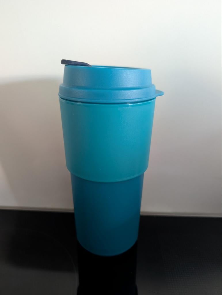 Tupperware beker, koffie to go z.g.a.n, Ophalen of Verzenden, Zo goed als nieuw, Blauw, Beker of Kan