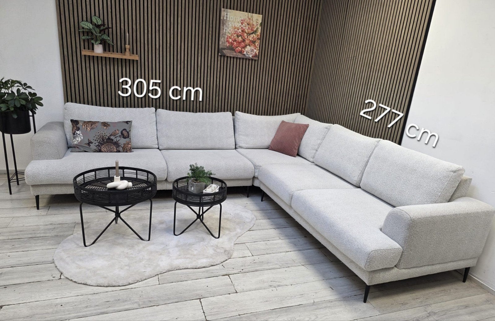 ‼️luxe bouclé Japandi hoekbank gereinigd‼️, Ophalen, Hoekbank, 300 cm of meer, Vierpersoons of meer