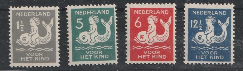 225-228 1929 Kinderzegels met plaatfout 228PM, Ophalen of Verzenden, T/m 1940, Postfris