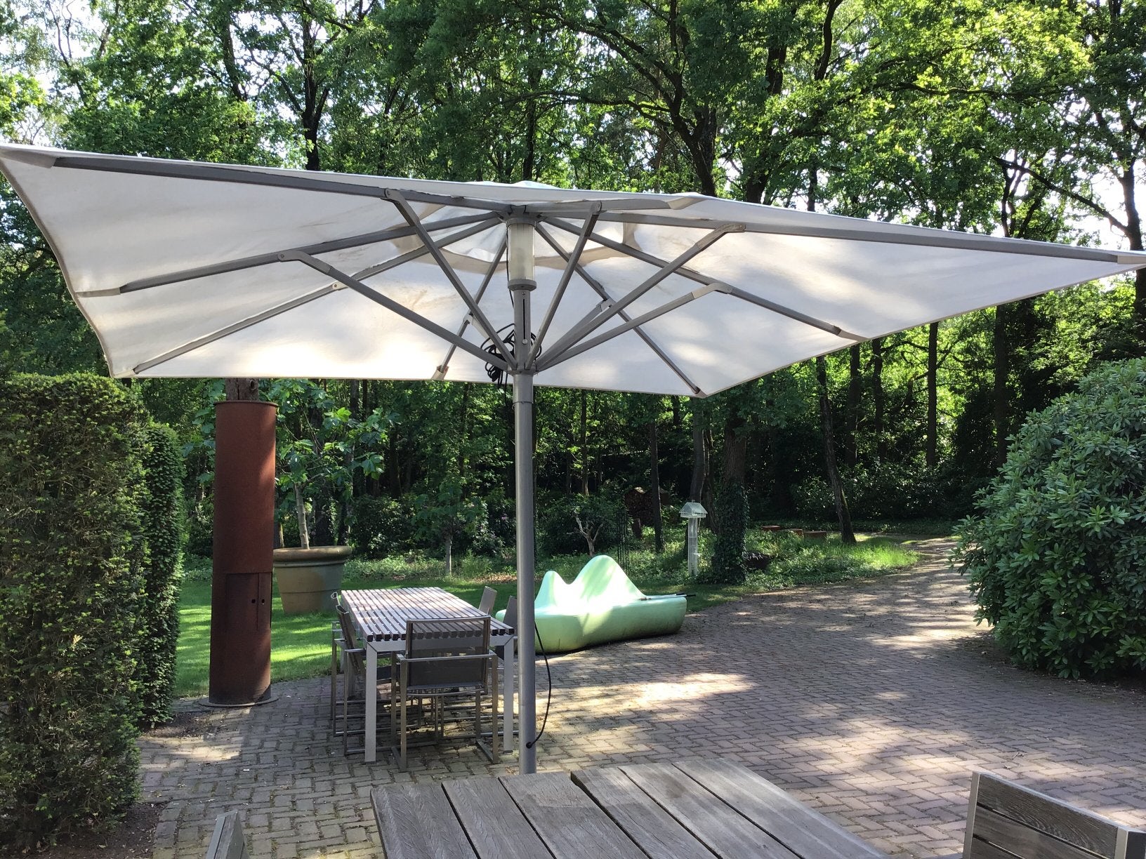“VALEUR” LUXE PARASOL WIT 3x3 m zonder voet, Tuin en Terras, Ophalen of Verzenden, Zo goed als nieuw, Zweefparasol
