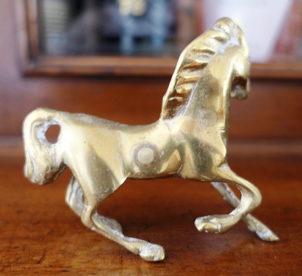 Vintage messing paard - paardenbeeldje, Ophalen of Verzenden, Zo goed als nieuw, Dier