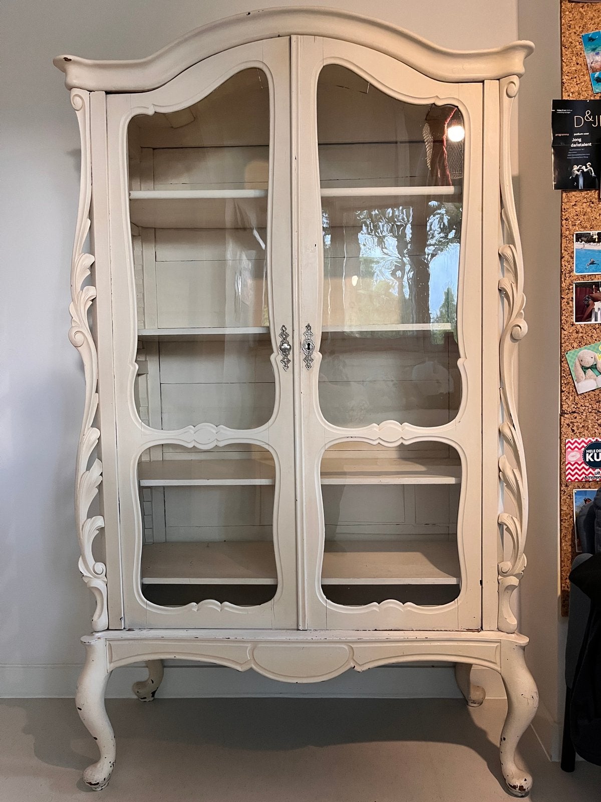 vitrinekast Louis XV-/Rococo-stijl met origineel oud  glas, Ophalen, 50 tot 100 cm, 150 tot 200 cm, 25 tot 50 cm