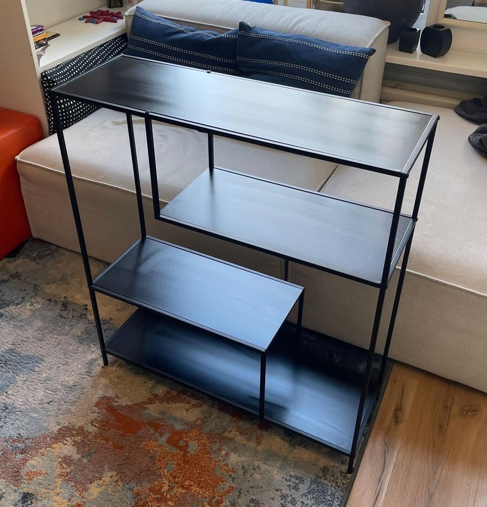 Zwarte vakkenkast, Huis en Inrichting, Kasten | Wandmeubels, Ophalen, Met plank(en), Zo goed als nieuw, Minder dan 150 cm