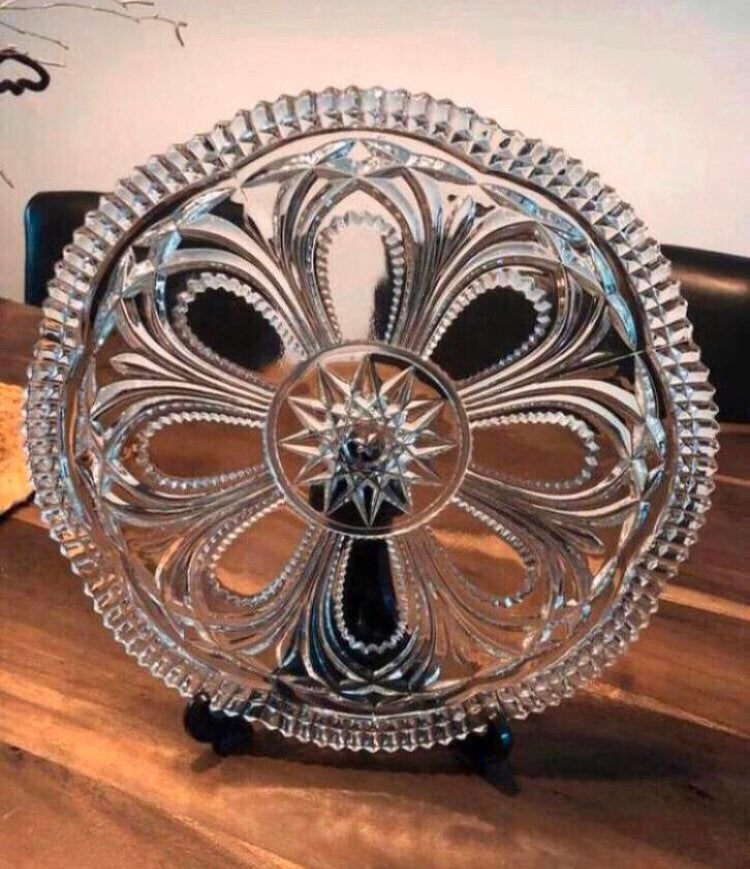 💝 Vintage gebakschaal koekjesschaal koekjesbord persglas, Ophalen of Verzenden