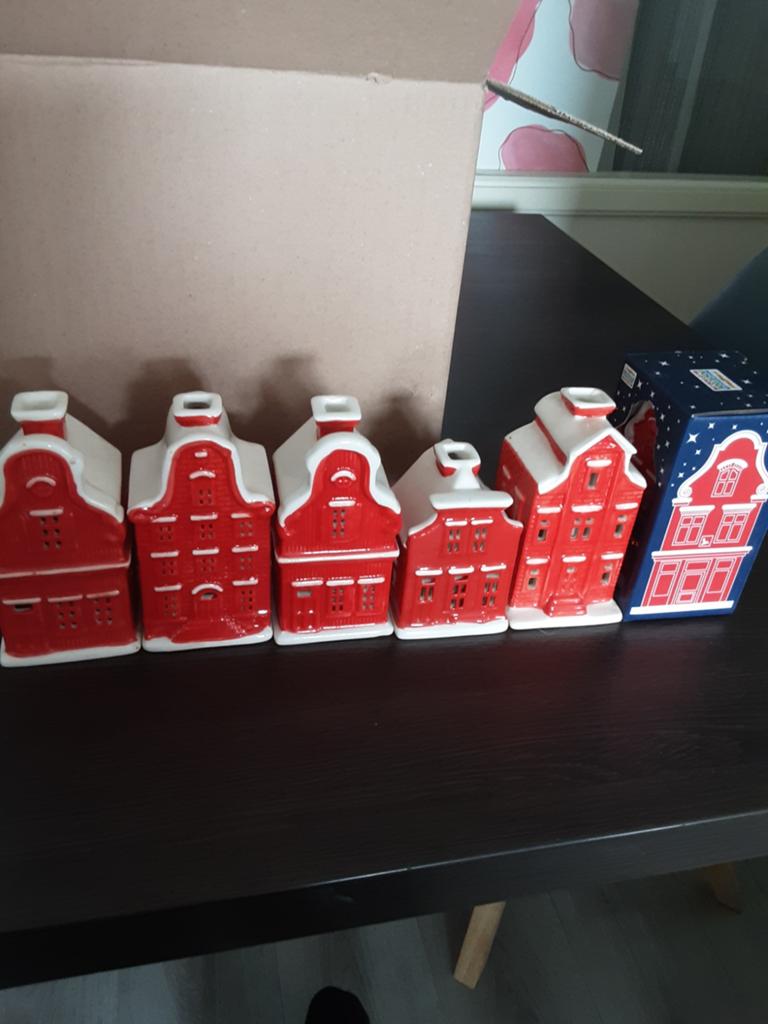 6 gevel  huisjes rood wit voor 7,00  1.75ps, Ophalen of Verzenden, Gebruikt