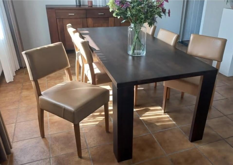 Tafel met 6 stoelen (goossens), Ophalen, 50 tot 100 cm, Zo goed als nieuw, Vijf personen of meer