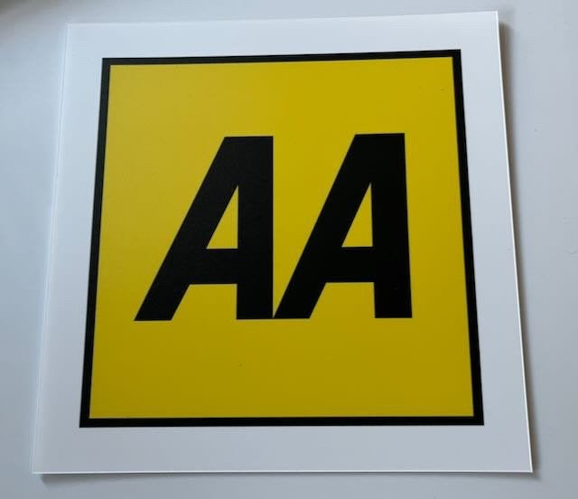 AA wegenwacht reclamebord - plaatje 23,5cm kunststof, Ophalen of Verzenden, Zo goed als nieuw, Auto's