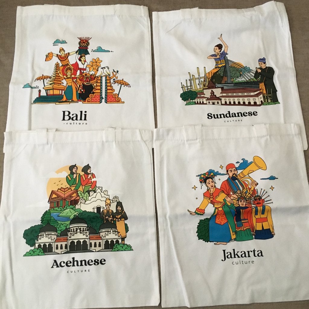 Diverse schoudertassen Tote bag  INDONESIA, Verzenden, Nieuw, Wit