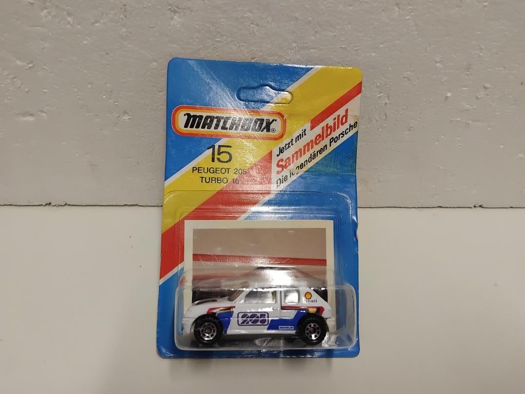 Matchbox blue card Peugeot 205 Turbo 16 GTI Rallye 3INCH, Ophalen of Verzenden, Zo goed als nieuw, Auto