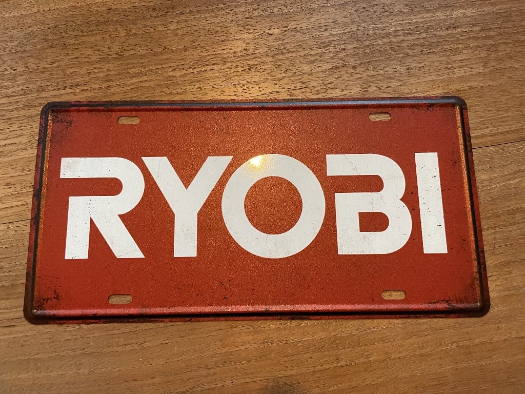 Ryobi metalen reclamebord / wandbord (Old Look), Verzamelen, Www.pand50.nl, Reclamebord, Nieuw, Ophalen of Verzenden