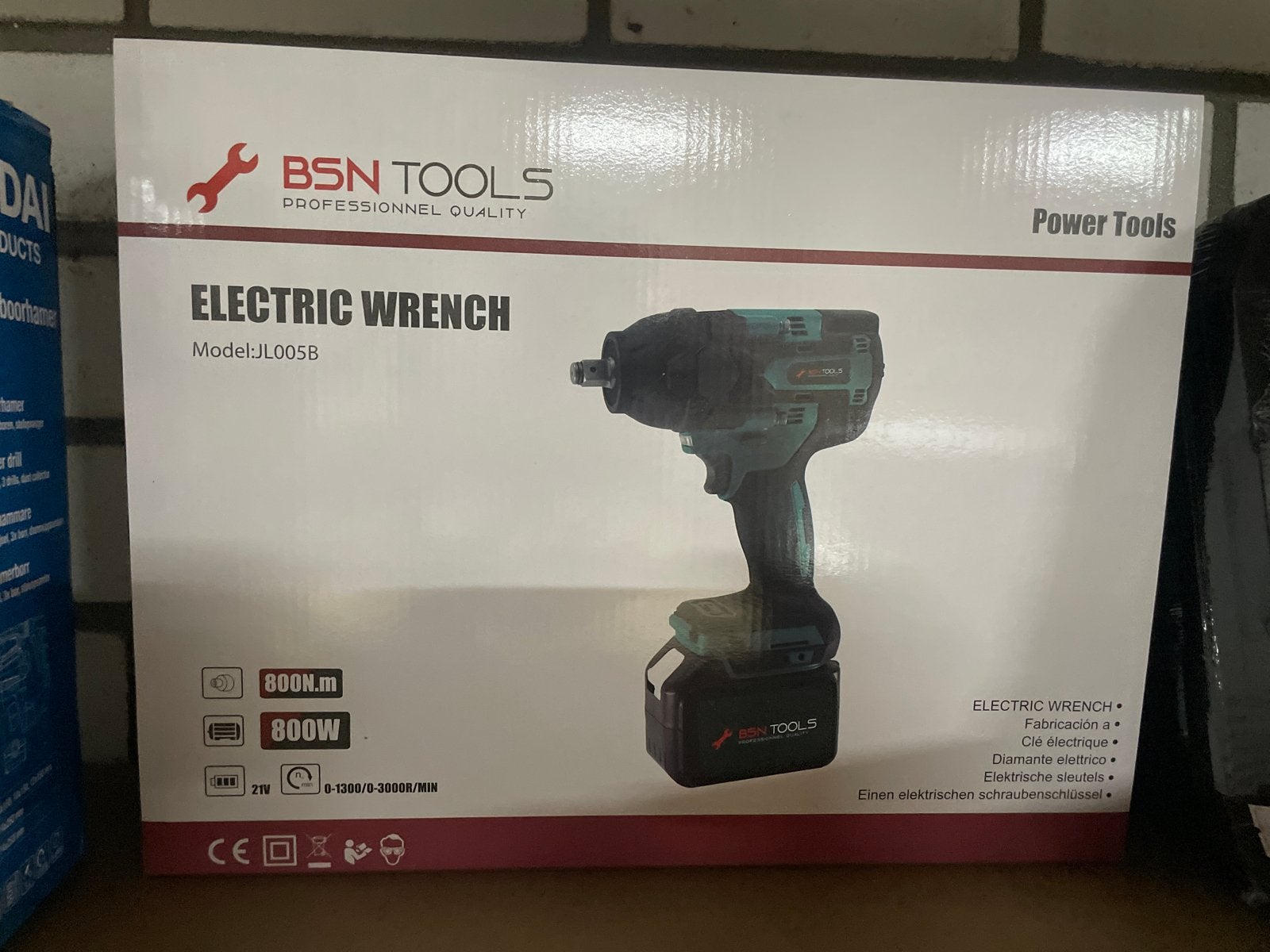 BSN TOOLS Elektrische Slagmoersleutel 800W, 2 accu's, Ophalen, 600 watt of meer, Variabele snelheid, Overige typen