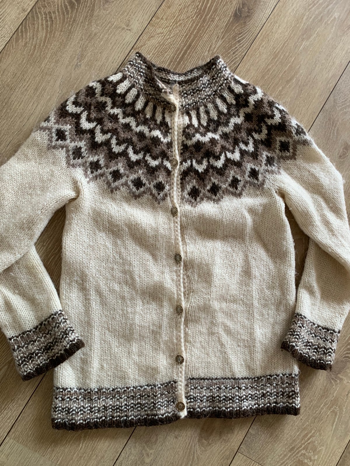 Alafoss Icewool wollen vest S M bohemian wool cardigan, -, Wit, -, Ophalen of Verzenden