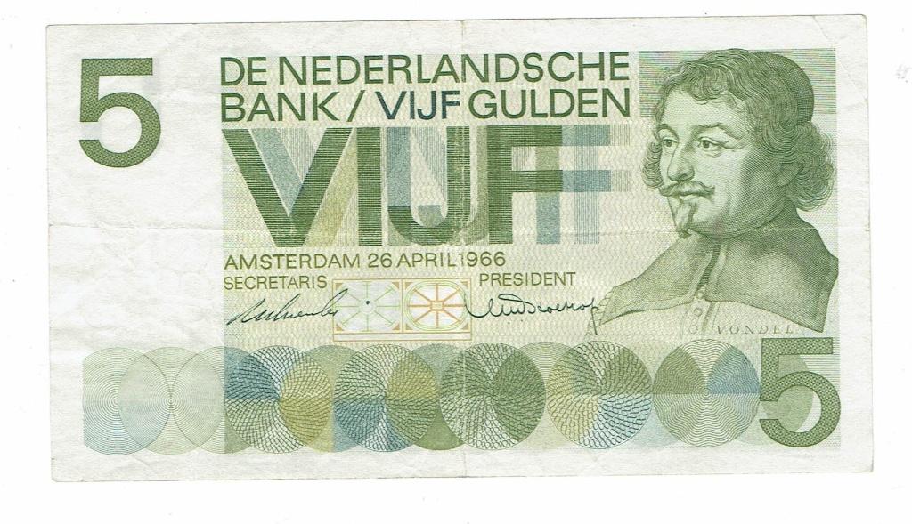 5 Gulden Vondel 2, Postzegels en Munten, Bankbiljetten | Nederland, Verzenden, 5 gulden, Los biljet
