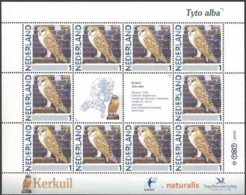 Vogels in Nederland Vel Kerkuil, Ophalen of Verzenden, Postfris