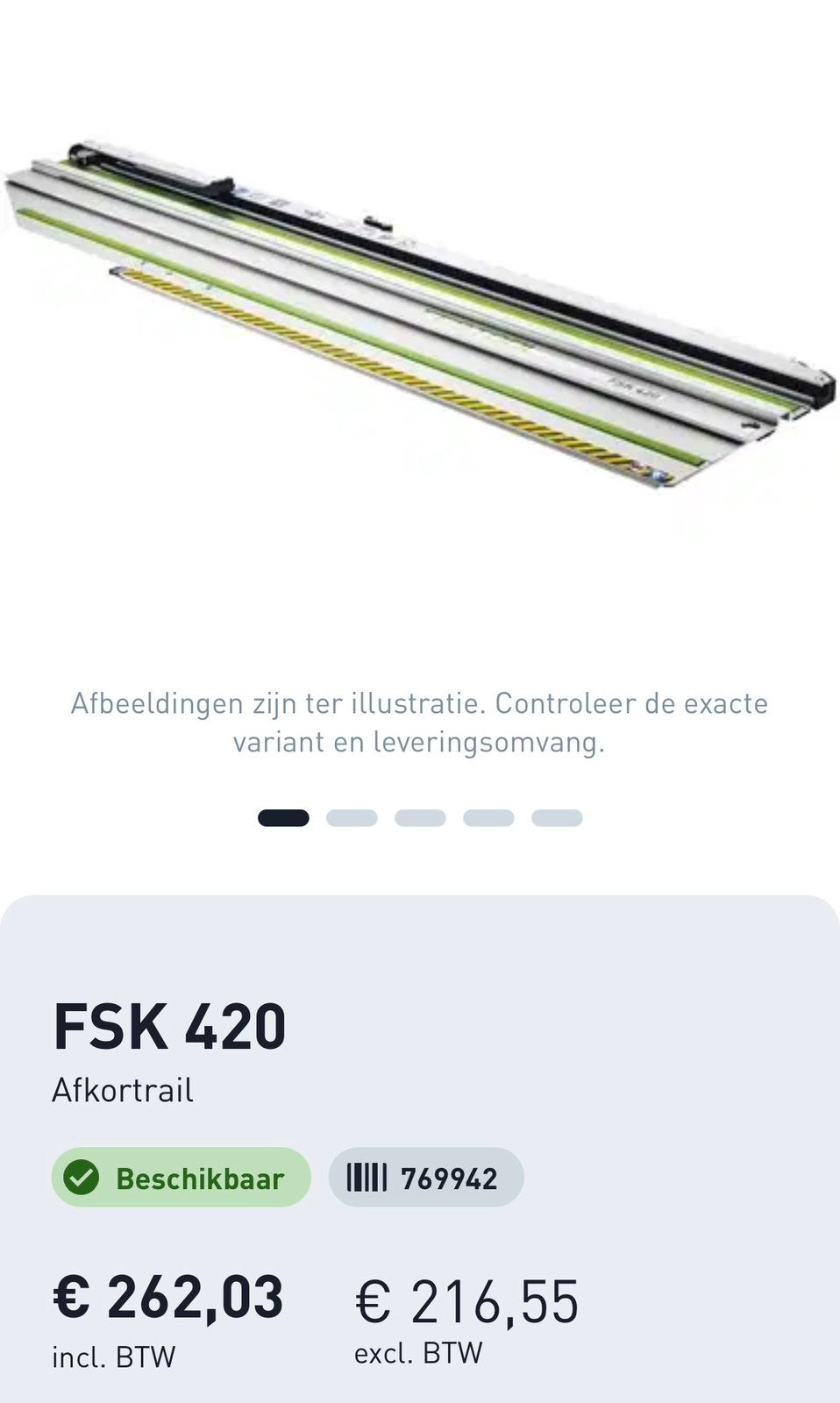 Festool FSK 420 Afkortrail - Precisie zaaggeleider, Nieuw, Ophalen of Verzenden, Afkortzaag, 30 tot 70 mm