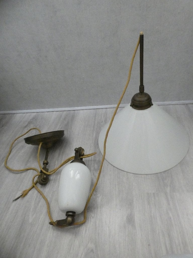 Te koop vintage lamp met zware katrol, katrollamp, Ophalen of Verzenden