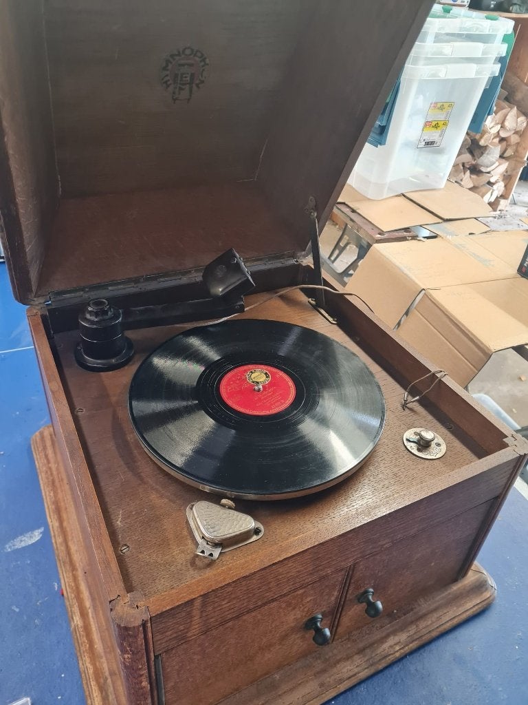 Antieke platenspeler met stalen naalden, Ophalen, Gebruikt, Platenspeler, Overige merken