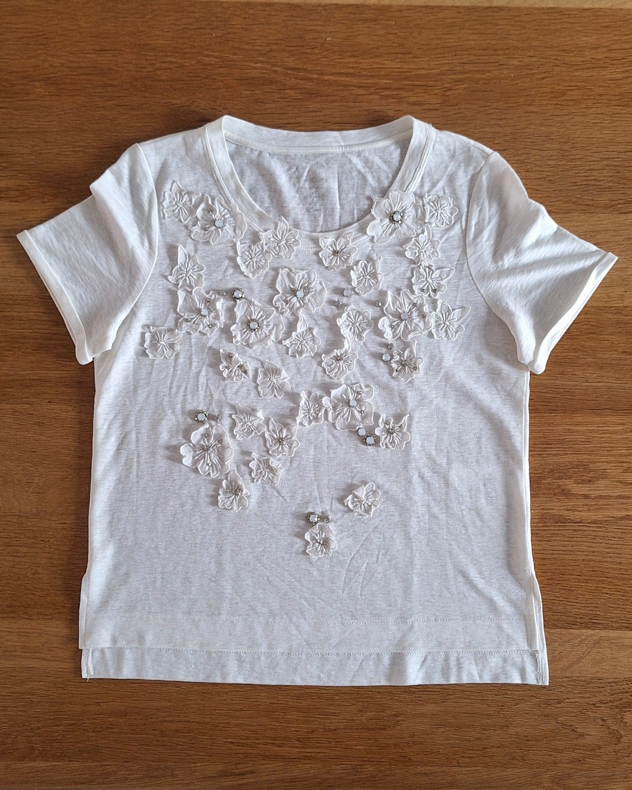 Marc cain linnen mix 36 Marccain 2 tshirt t-shirt top creme, Meerkleurig, Ophalen of Verzenden, Zo goed als nieuw, Korte mouw
