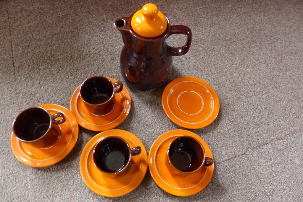 jaren 70 servies oranje bruin Badonviller, Ophalen of Verzenden, Huis en Inrichting