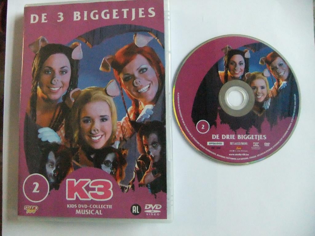 musical de 3 biggetjes met K3 paarse hoes, Cd's en Dvd's, Alle leeftijden, Verzenden, Zo goed als nieuw
