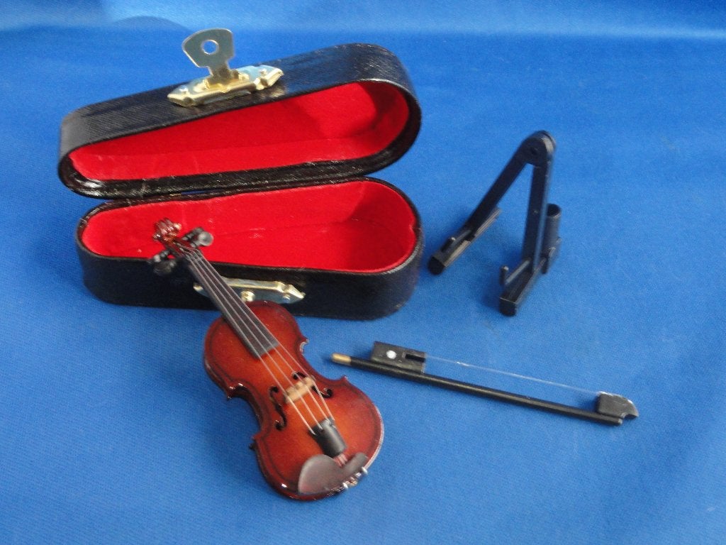 viool met koffer, strijkstok en houder poppenhuis 1:12, Ophalen of Verzenden, Nieuw, Gebruiksvoorwerp