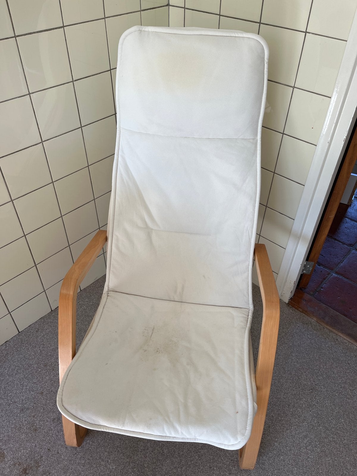 IKEA Poäng stoel smal  met witte kussens, Ophalen, Gebruikt, Wit, Eén