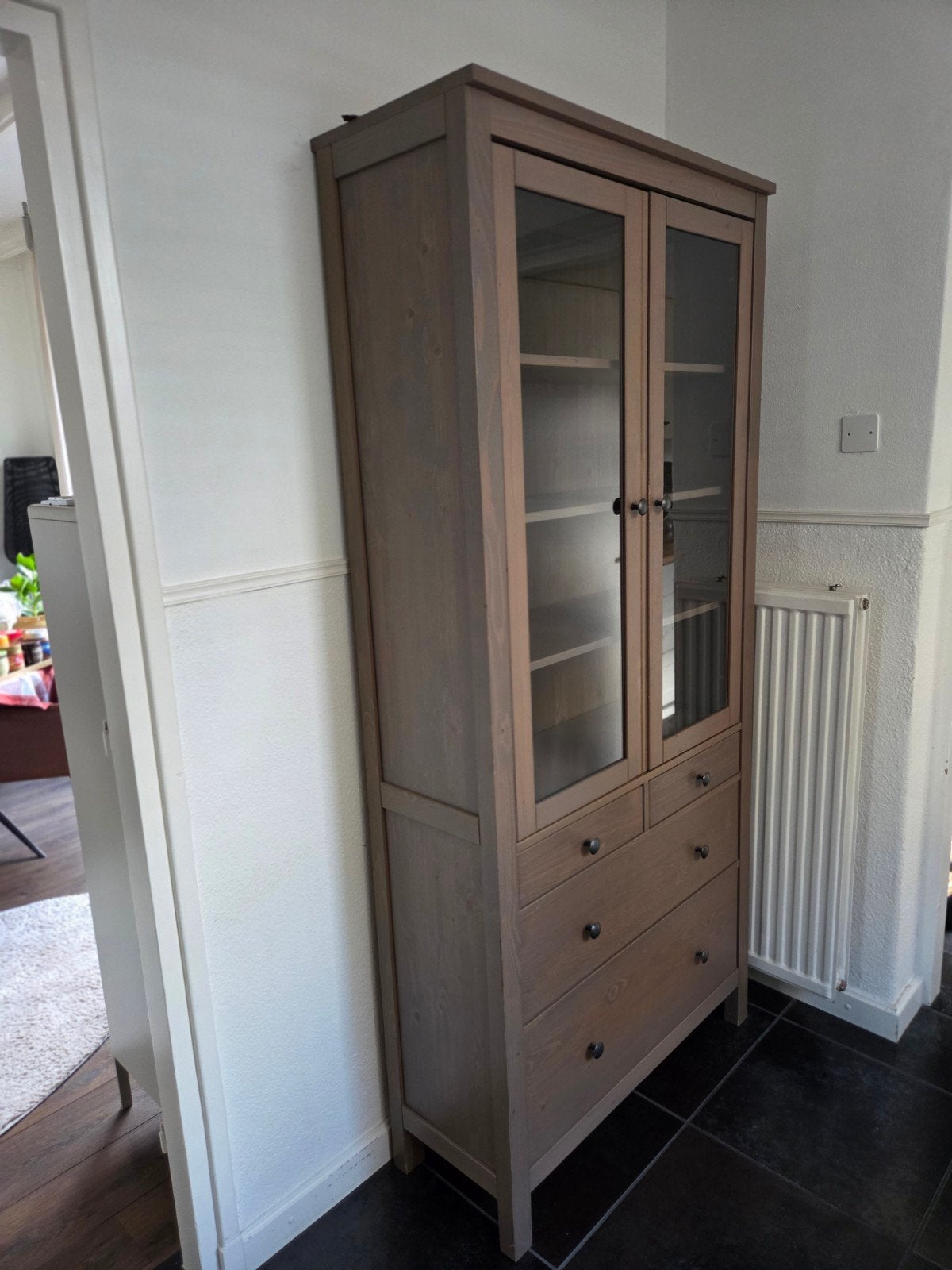 Ikea Hemnes vitrine kast, Ophalen, 50 tot 100 cm, Zo goed als nieuw, 150 tot 200 cm