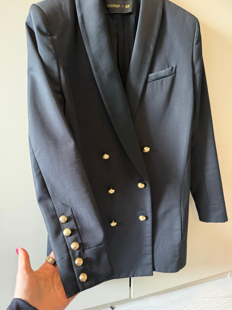 Balmain x H&M Zwart Jasje met Gouden Knopen, Maat 38/40 (M), Zwart, Ophalen of Verzenden, Zo goed als nieuw