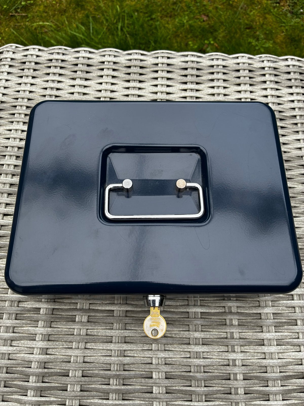 Brabantia metalen geldkistje - Blauw met sleutel, Ophalen of Verzenden, Gebruikt, Blauw, Metaal